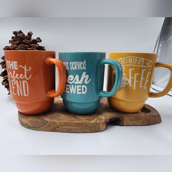 Boston Warehouse Stackable Coffee Mugs 3 The Perfect Blend All I Need is Coffee - Picture 3 of 5